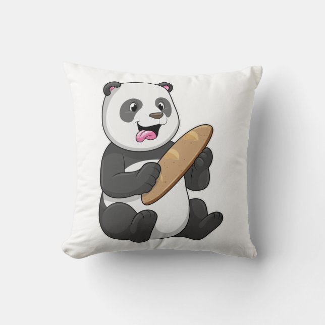 Almofada Panda como padeiro com pão (Frente)