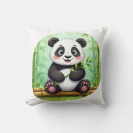 Almofada Panda de Desenho Animado Fofo em Remendo de Bambu