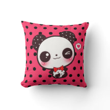 Panda de Kawaii em bolinhas pretas