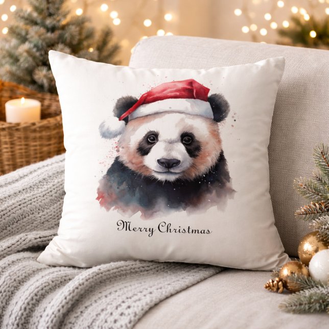 Almofada Panda de Natal Holly Jolly, personalizado (Criador carregado)