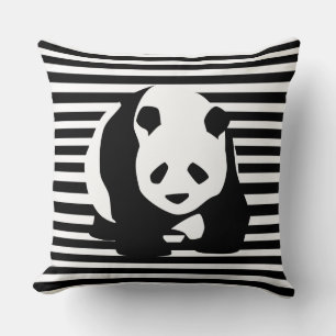 Almofada Panda e faixas brancas e pretas