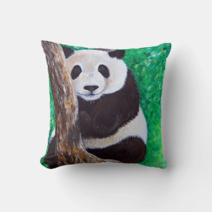 Almofada Panda em uma pintura da árvore
