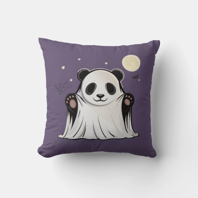 Almofada Panda Fantasma Fofo Sob a Lua  (Frente)