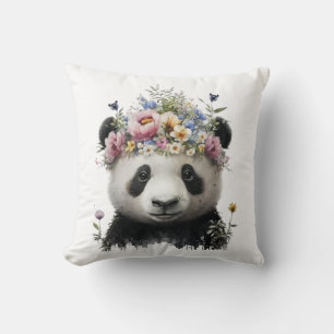 Almofada Panda Floral de Cores Aquáticas