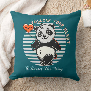 Almofada Panda Fofo "Siga Seu Coração" Personalizado