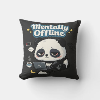 Almofada Panda Mentalmente Offline | Estética Lo-Fi Introve