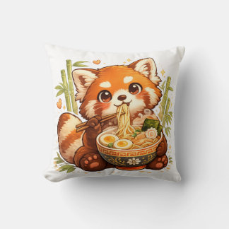 Almofada Panda Vermelho Comendo Ramen – Amante de Macarrão