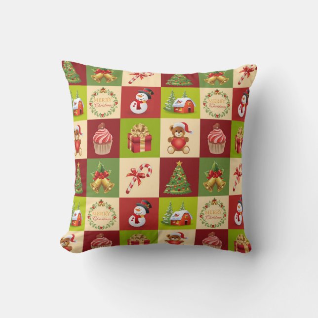 Almofada Pano de Natal Patchwork Caprichoso (Frente)