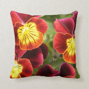 Almofada Pansies vermelhos e amarelos (viola)