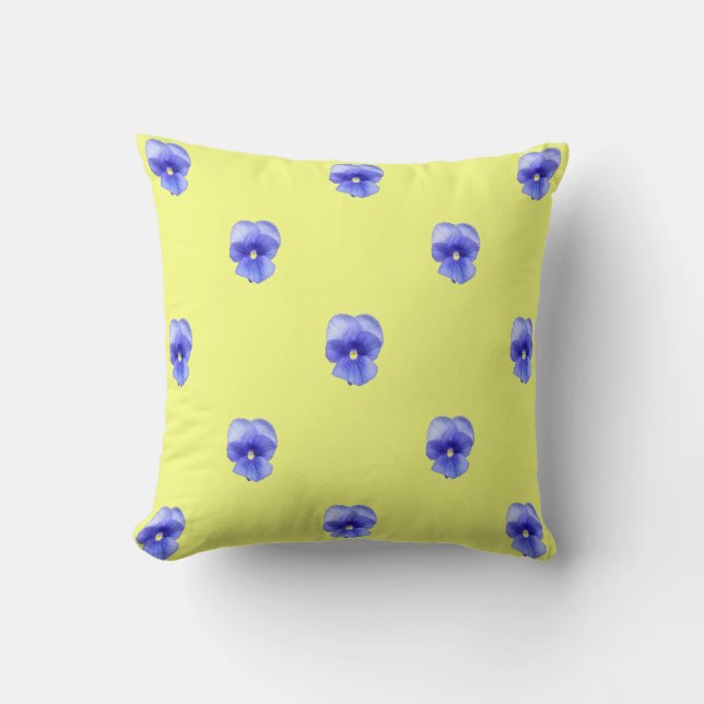 Almofada Pansy Azul - Travesseiro decorativo (Frente)