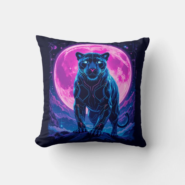 Almofada Pantera Negra Neon Cyberpunk (Frente)