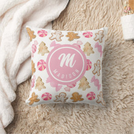 Almofada Pão de Gengibre Personalizado e Padrão Rosa Sugarp