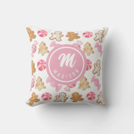 Almofada Pão de Gengibre Personalizado e Padrão Rosa Sugarp