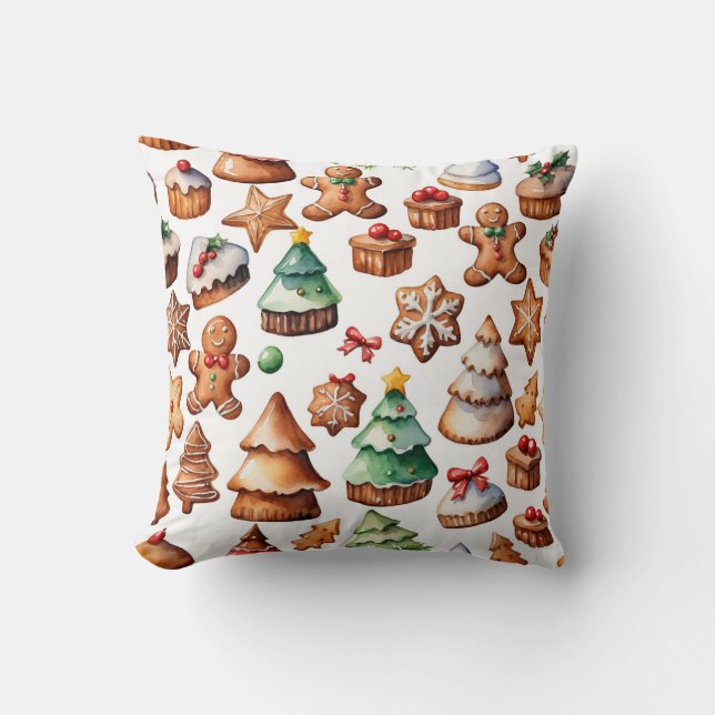 Almofada Pão de Gengibre Whimsical Natal Sem Foto (Frente)