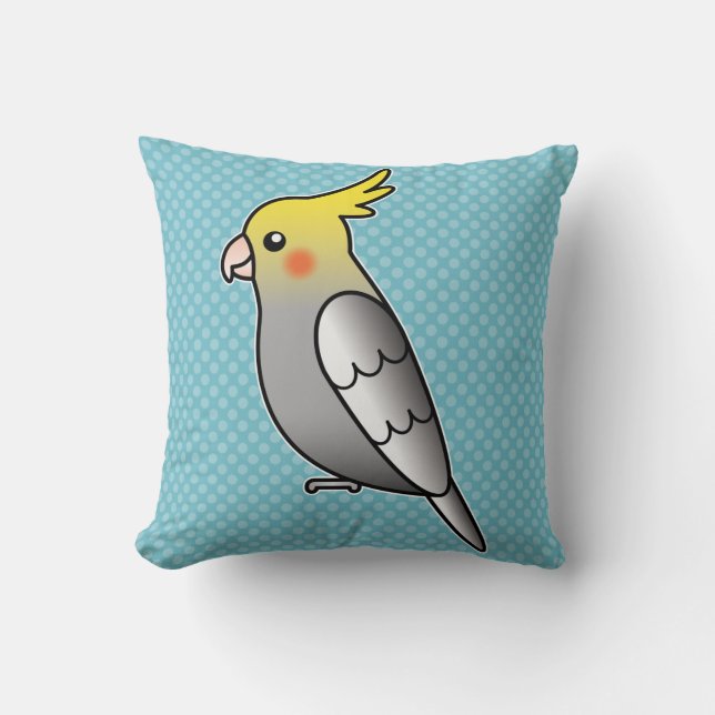 Almofada Papagaio Cacatua Cartoon Cinza (Frente)