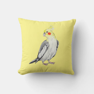 Almofada Papagaio Cockatiel de Cores Aquáticas.