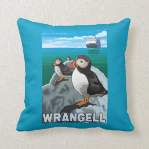 Almofada Papagaio-do-mar & navio de cruzeiros - Wrangell,
