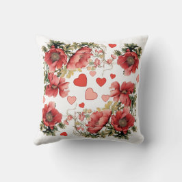 Almofada Papagaios e Corações Românticos Rosa-Rosa