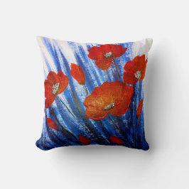 Almofada Papagaios vermelhos na grama azul