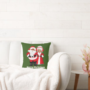 Almofada Papai Noel afro-americano Natal Sra. Claus