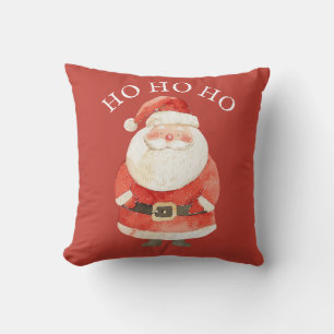Almofada Papai Noel Aquarela HO HO HO Natal Vermelho Fofo