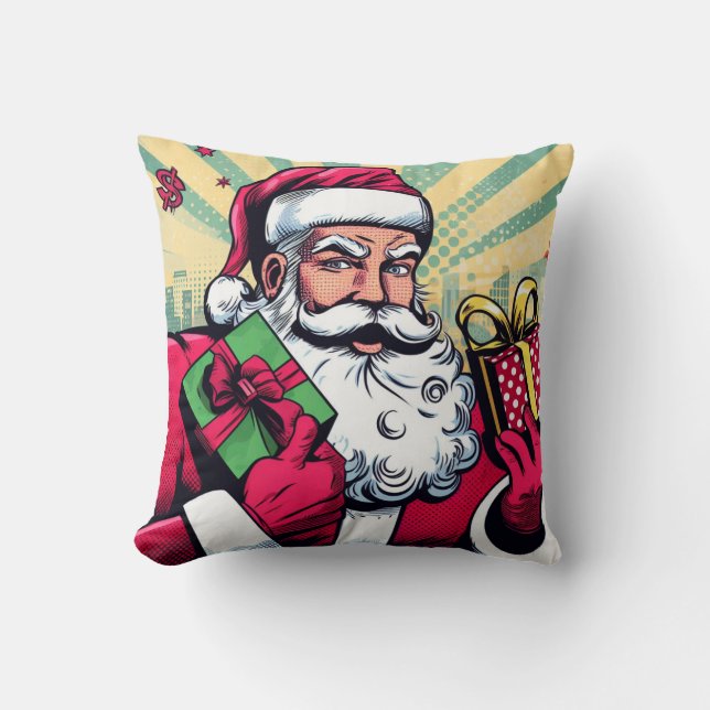 Almofada Papai Noel/Boneco de neve de história em quadrinho (Frente)