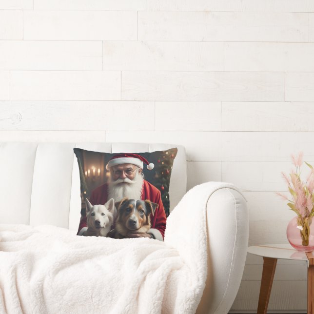 Almofada Papai Noel com Travesseiro decorativo de cães (Sofá)