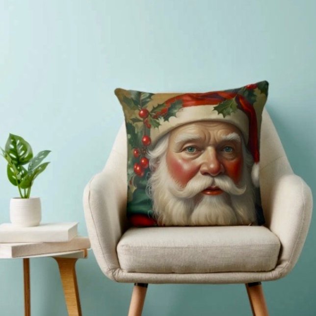Almofada Papai Noel Com Visco (Throw Pillow 100% polyester heavyweight stretch material. Hidden zipper Made in the USA.)