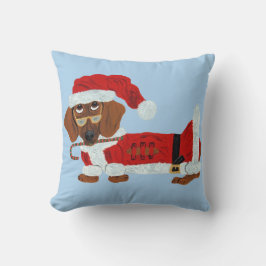 Almofada Papai Noel Dachshund com um Bastão de Doce 