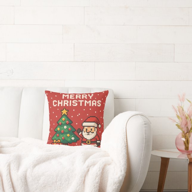 Almofada Papai Noel de arte pixel fofo (Sofá)
