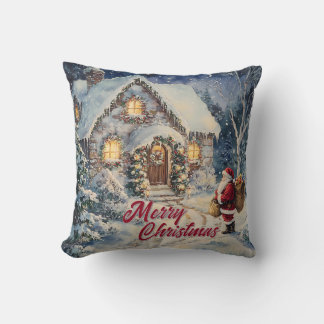 Almofada Papai Noel de Natal em estilo retrô em casa