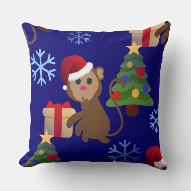 Almofada papai noel de natal, macaco emoji (Frente)