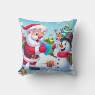 Almofada Papai Noel e boneco de neve fofos
