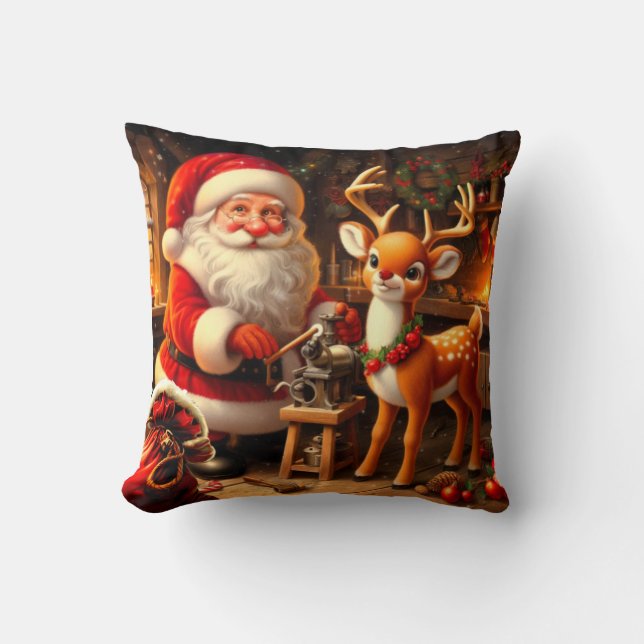 Almofada Papai Noel e Rena Fofo  (Frente)