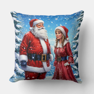 Almofada Papai Noel e Sra. Claus festivos