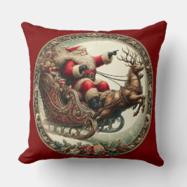 Almofada Papai Noel em trenó e renas