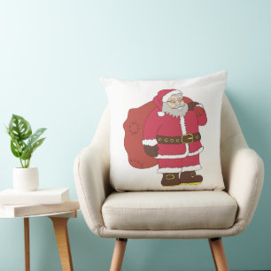 Almofada Papai Noel em vermelho com saco de presentes e ócu