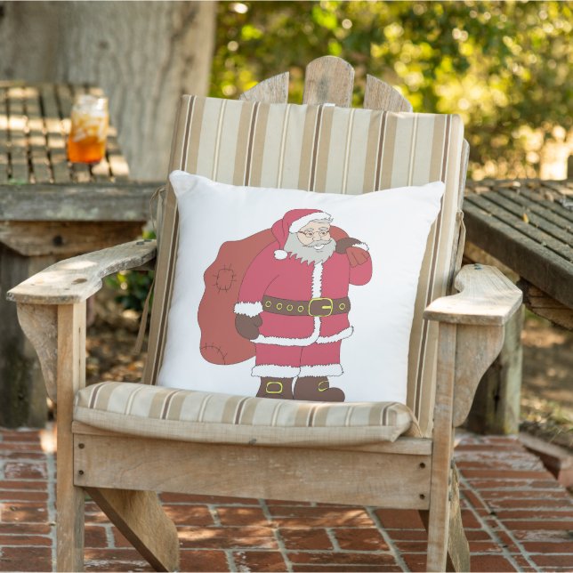 Almofada Papai Noel em vermelho com saco de presentes e ócu (Cadeira)