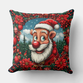Almofada Papai Noel engraçado com Grinalda e Enfeites