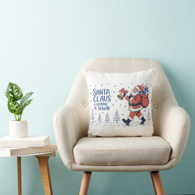 Almofada Papai Noel está chegando à cidade (Cadeira)