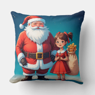 Almofada Papai Noel festivo e Donzela de Neve