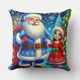 Almofada Papai Noel festivo e Donzela de Neve