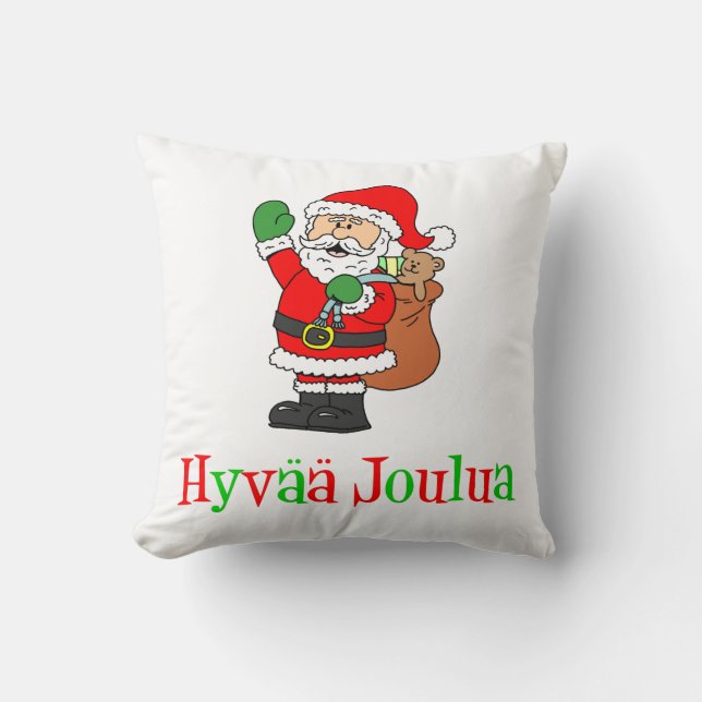 Almofada Papai noel finlandês do Natal de Hyvaa Joulua (Frente)