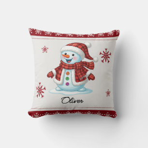 Almofada Papai Noel Fofo Personalizado Xadrez Vermelho Nata