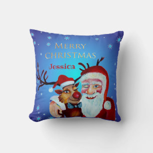 Almofada Papai Noel Mágico Tradicional Sorrindo Rudolf