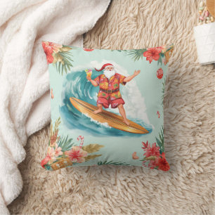 Almofada Papai Noel Natal em julho na praia surfista