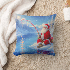 Almofada Papai Noel Personalizado Pescando no Gelo no Natal