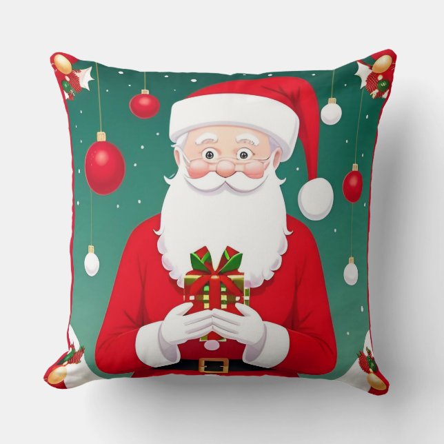 Almofada Papai Noel segurando um presente (Frente)