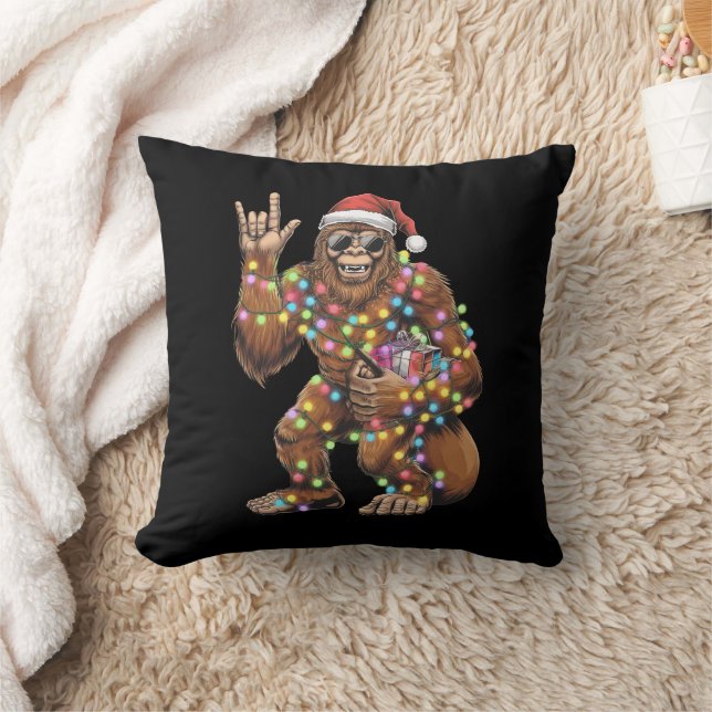 Almofada Papais noeis Bigfoot Luzes de Natal Engraçadas (Cobertor)