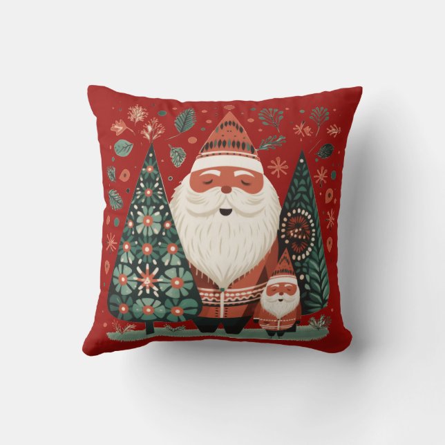 Almofada Papais noeis de Arte Foliar Escandinava Festivos N (Verso)
